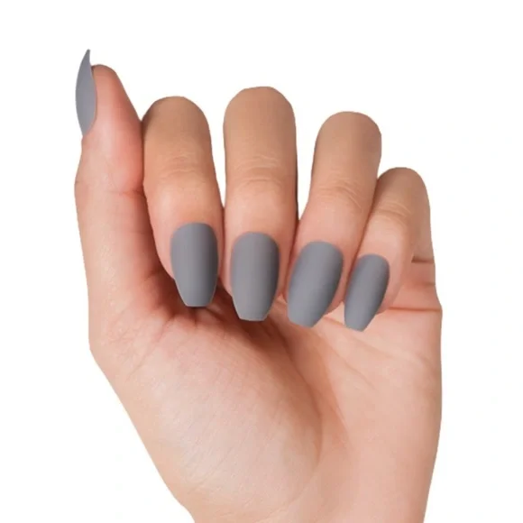 Marmalade Matte Gray Coffin Press-On Nails - Picture 1 of 2